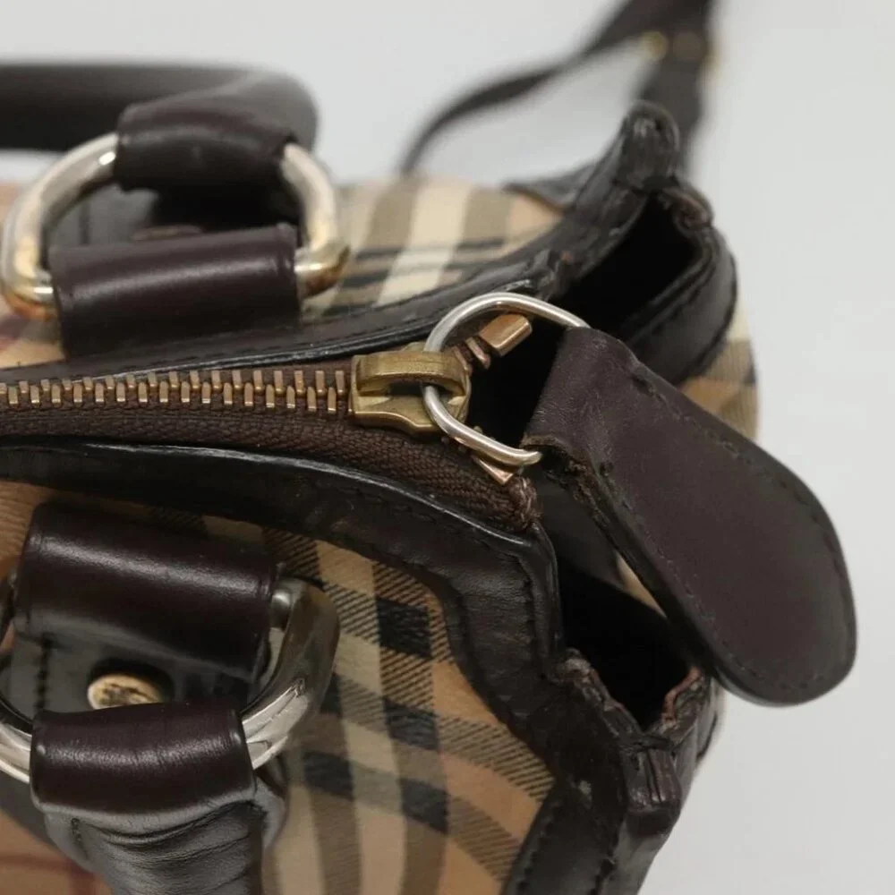 BURBERRY Nova Check Hand Bag PVC Leather 2way Beige Brown Auth 117724 - Picture 7 of 16